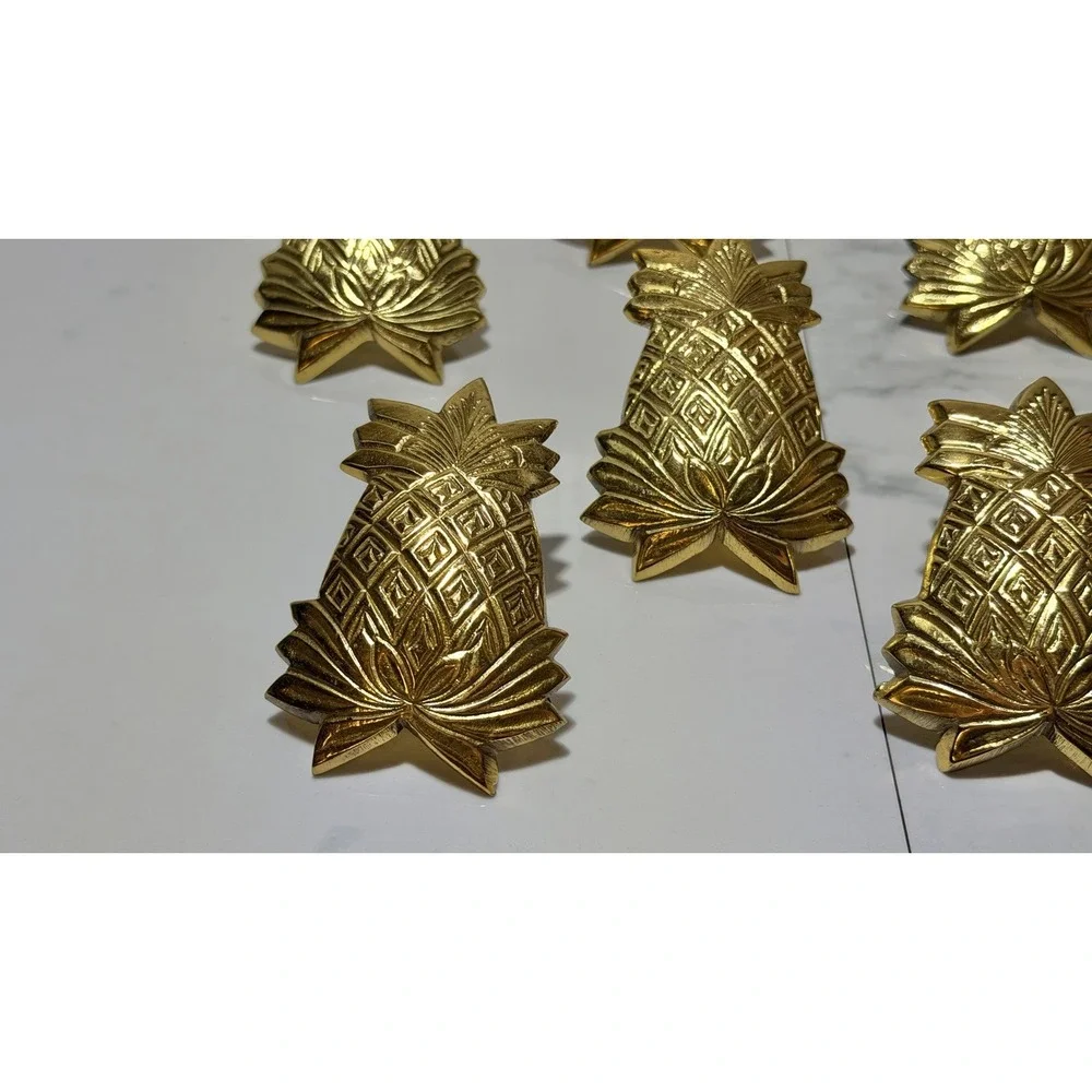 Set 8 Vintage Pence 1980's Brass Pineapple Napkin Rings